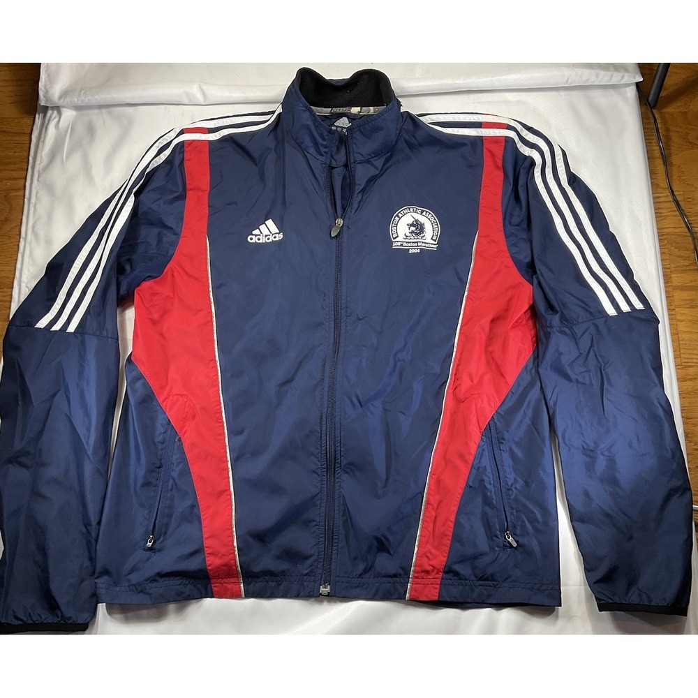 Adidas 2004 Boston Marathon Vintage Windbreaker Jacket Large Blue Red 5